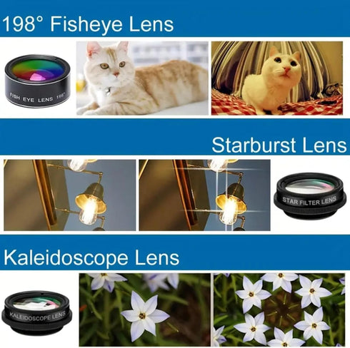 RayHenry 7 1, Phone Camera Lens Kit in Fish Eye + Wide Angle + Macro Camera Lenses, Cell Phone Len Attachments