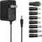 Tonton 12V 1A 10ft AC/DC Power Supply Adapter Cord - Wall Charger for LED Strip Light, CCTV Camera, BT Speaker