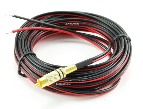 CablesOnline 25ft 18 AWG Speaker Wire Single Cable with RCA Male Plug, AV-SK125