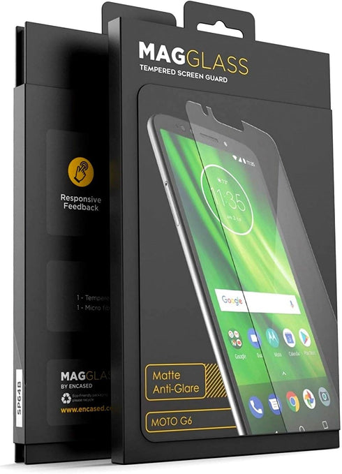 MagGlass Tempered Glass Screen Protector for Moto G6, Anti Glare (Matte XM90), Scratch/Fingerprint Resistant