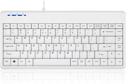 Perixx PERIBOARD-409WU, Wired USB Mini Keyboard, White, US English