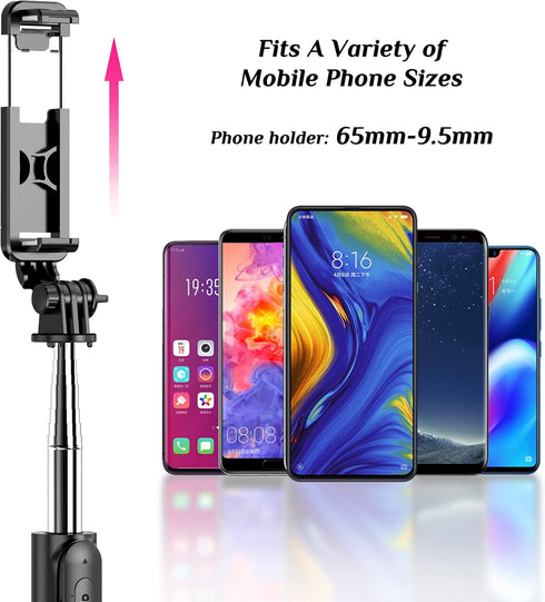 Selfie Stick Tripod with Fill Light, Extendable Selfie Stick with Detachable Wireless Remote, Flexible Phone Tripod