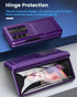 Viaotaily Dark Purple Case for Samsung Galaxy Z Fold 3 with Card Holder & Slide Camera Cover, Built-in Screen Protector