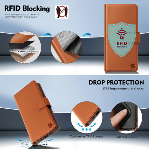 Shieldtop 13 13 6.1",Light Compatible with iPhone Wallet Case with Card Holder,Women Men RFID Blocking PU Leather Folio