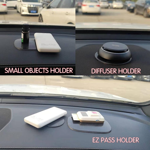 Anti-Slip Pad for Car Dashboard Multi-Functional Non-Slip Magic Sticky Gripping Mat PU Gel Washable Reusable Extra Strong for GPS,HUD,EZ Pass,Holds Phones,Sunglasses(3.94"*5.90"+3.15"Dia)(Black-1Set) by Unee