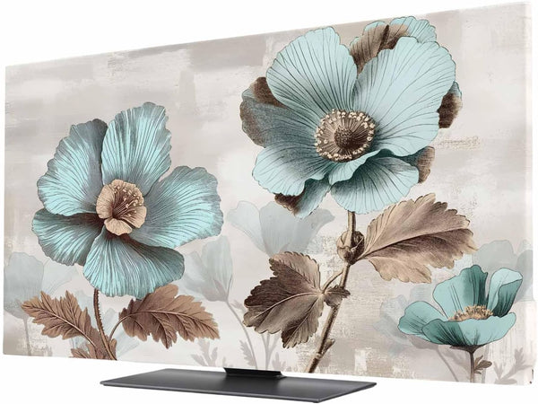 Yukro Blue Broccoli Indoor TV Dust Cover, Farmhouse Rustic Floral Retro Brown Botanical