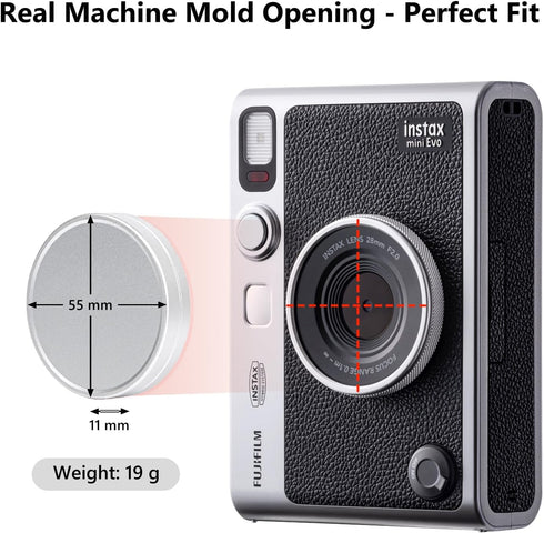 Lens Cap Compatible with Fujifilm Instax Mini Evo Instant Camera, Mini Evo Lens Protective Cap, Instax Evo Lens Cover - Aluminum Silver