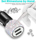 Bling USB Car Charger, 5V 2.4A Dual Port Fast Adapter with 4ft Nylon Type C Micro USB Charging Cable