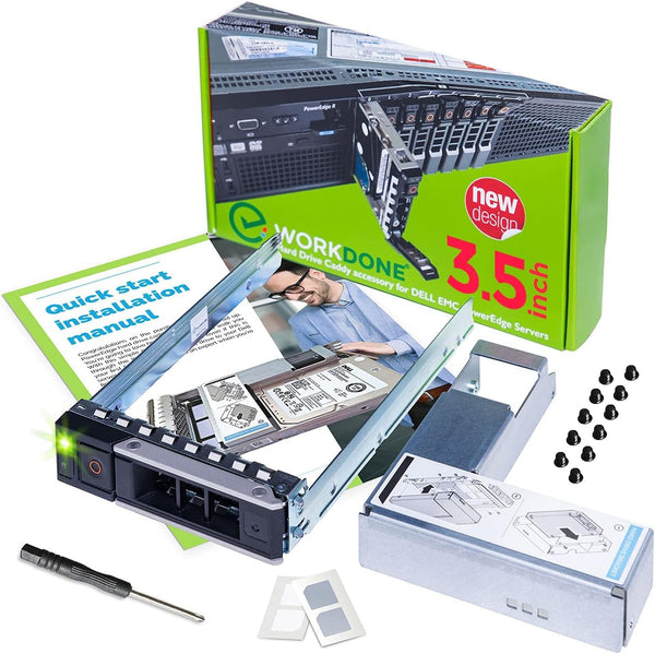 WorkDone 3.5 inch Drive Caddy with 2.5 inch HDD Adapter - Compatible with Dell PowerEdge Servers R740 R640 R540 R440
