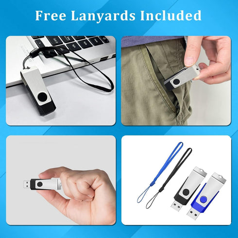 Wooolken 4GB 2 Pack, 2.0 Flash Drive USB Thumb Drives Memory Stick with LED Light and Lanyards for Storage and Backup