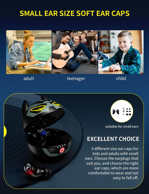 Wireless Earbuds Bluetooth 5.0 Waterproof in-Ear Headphones with Mic and Charging Case, 30H Playtime for Kids
