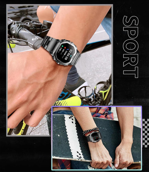 Smart Watch for Men, Military Fitness Tracker, Bluetooth Call, Heart Rate Monitor, Waterproof Smartwatch for iOS Android