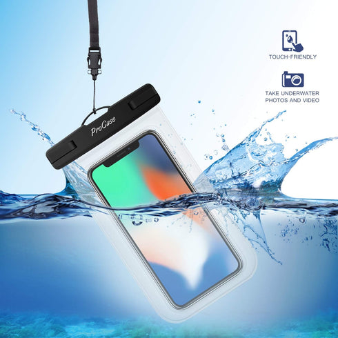ProCase Clear Waterproof Phone Pouch for iPhone 16 15 14 13 12 11 Pro Plus Max Mini Xs XR X 8 7 Galaxy