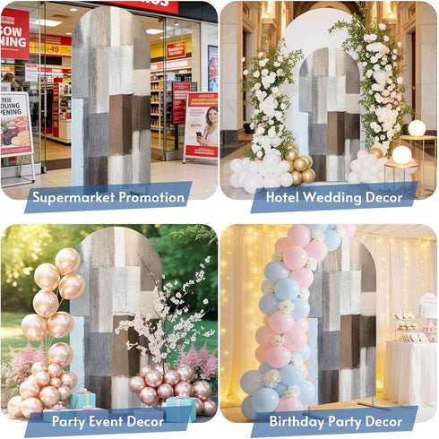 Jnbasdffb 6.6 Grey Brown Color Blocks Wedding Arch Cover, Stretchy Spandex Arch Backdrop Stand Covers FT, Abstract Oil