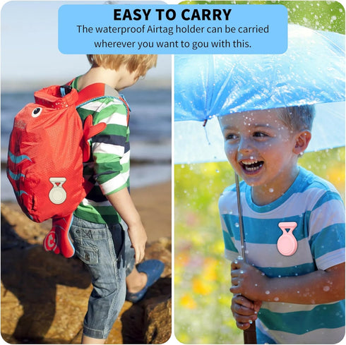 4 Pack Airtag Holder for Kids, Waterproof Silicone GPS Tracker Case with Invisible Pin Compatible with Apple Airtag