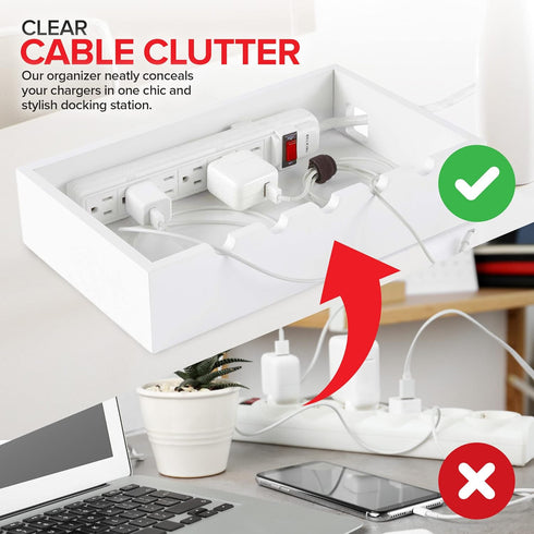 Modern Innovations Bamboo Charging Station for Multiple Devices, Wood Organizer, Desk Docking Stand for Cell-Phone