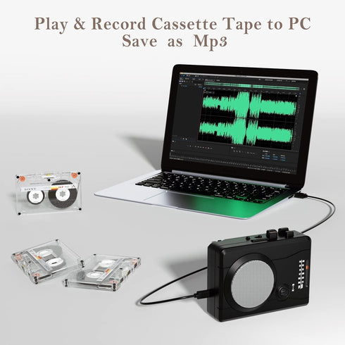 Mersoco Cassette MP3 Player Recorder, Portable Retro Tape Player Audio Recording, AM/FM Radio, Tape to Converter