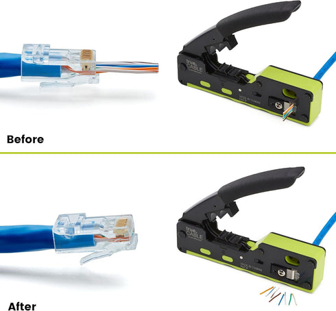 trueCABLE Cat6A Extra Large RJ45 Pass Through Connectors, Staggered, Unshielded, 20 Pieces