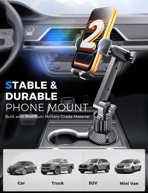 eSamcore 15" 17/16/ 15, 4.7-7 Cup Holder Phone Holder, Height Car Cup Holder Phone Mount Heavy-Duty Holders for Your