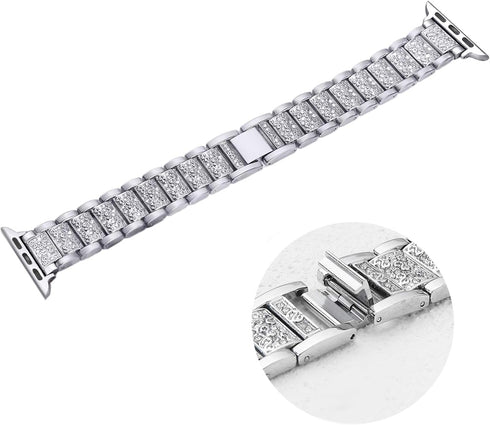 Bling Bands Compatible with Apple Watch Band 42mm/41mm/40mm/38mm, Women Metal Rhinestone Replacement
