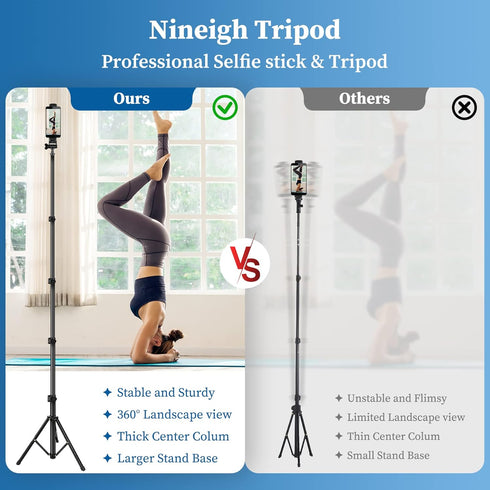 Phone Tripod, 70" Selfie Stick Tripod Stand with Remote Holder Carry Bag, Aluminum Alloy Compatible with iPhone Samsung