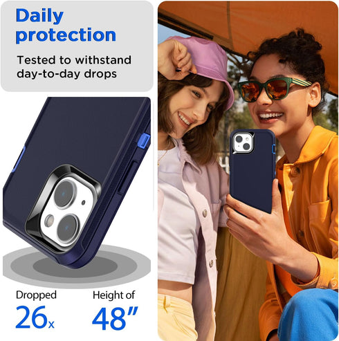 AICase Heavy Duty Rugged Case for iPhone 13/14 (6.1") with Glass Screen Protector, Shockproof & Dustproof.
