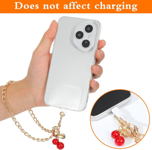 InnoHHustle 2 Phone Wrist Strap with Cherry Charms, Detachable Cute Cherry Cell Phone Lanyard with Tabs, Detachable