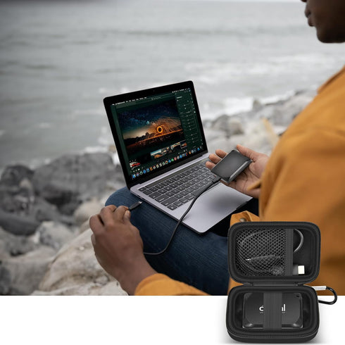 Carrying Case for Crucial X10/X9 Pro Portable SSD, External Hard Storage Holder Bag for USB-C Cable (Box Only)
