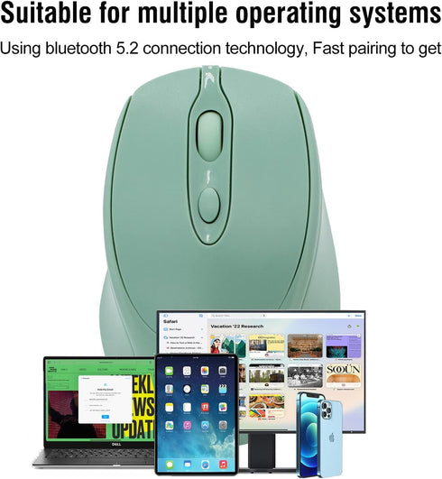 Bluetooth Mouse,Rechargeable Wireless Mouse for Laptop/iPad/MacBook Pro/Air, Silent Mouse Portable Slim for Surface Pro/PC/Lenovo/Samsung Tablet (Light Green)