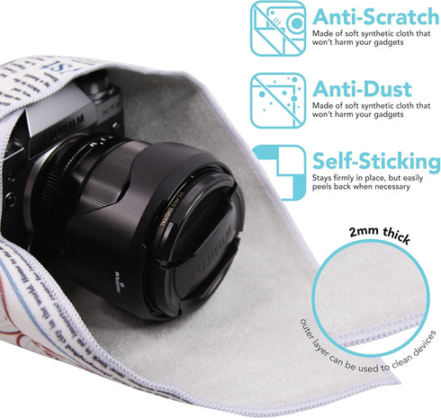 Foto&Tech Flexible Magic Cloth Wrapper, Anti-Scratch Camera Lens Book Wrap Travel Case, Compatible with DSLR Camera Lens
