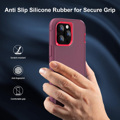 iPhone 13 Pro Max Case with Full Body Protection, Heavy Duty Shockproof 3 in 1 Silicone Rubber Cover for 13ProMax 6.7
