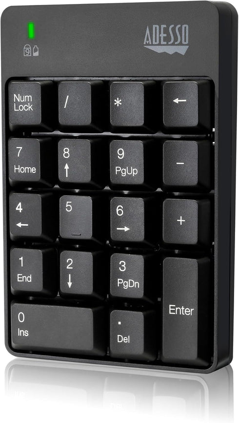 Adesso WKB-6010UB 18-Key - Wireless Spill Resistant Numeric Keypad Number Pad, Black