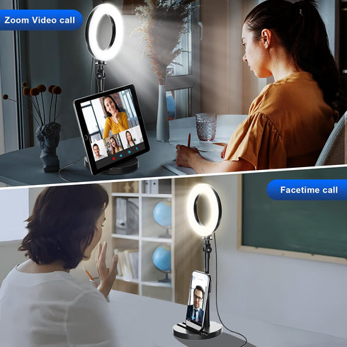 Mionondi Desk Ring Light with Telescopic Stand, Travel Desktop Hola Light for Phone Selfie Laptop Zoom Video Calls