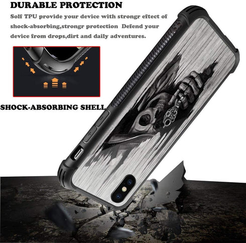 CARLOCA iPhone XR Case - Western Cowboy Skull Graphic Design, Shockproof Anti-Scratch Hard Back Case for Apple iPhone