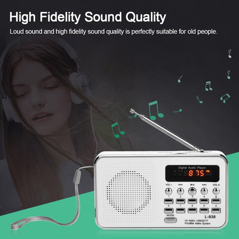 Docooler L-938 3W MP3 1.5 Inch MMC Mini FM Radio Digital Portable Stereo Speaker Audio Player High Fidelity Sound
