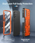 FNTCASE Samsung Galaxy A14-5G Case, Orange, Dual-Layer Protective Textured Shockproof Rugged TPU Cover with Kickstand