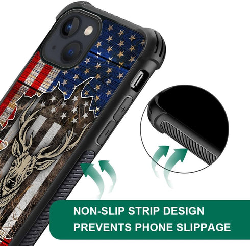 ZHEGAILIAN iPhone 14 Case - Deer Flag Red Camo, Soft TPU Bumper, Drop Protection, 6.1-inch, Cool Pattern for Men & Boys.