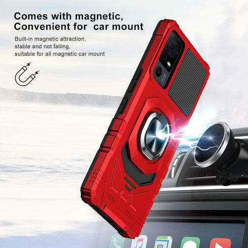 TCL 40 XE 5G Case, Shockproof Protective Phone Case with Ring Stand - RS7 Red