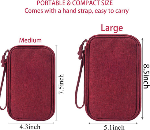 Electronic Cord Organizer Travel Case - Waterproof Pouch for Cable, Cord, USB, Charger, Phone, Power Bank