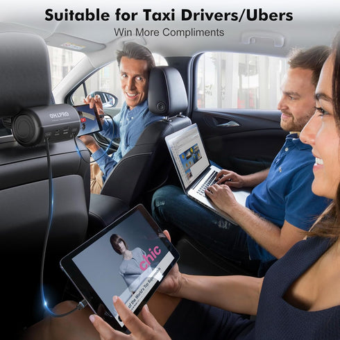 OHLPRO Multi-Car Retractable Backseat Charging Station, 110W Fast Car Charger Adapter for All Phones,