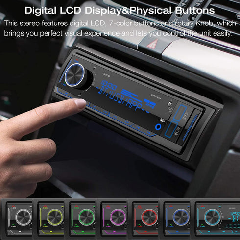 DOVOX USB/SD/AUX/MP3 2.1A Single Din Stereo Marine Radio: Bluetooth Car Audio Receivers with Digital LCD Display | FM