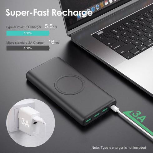 HETP 33800mAh 15W 25W 4.0 5 Pack 16/15/14/13/12 Wireless Portable Charger Power Bank, Fast Wireless Charging PD QC
