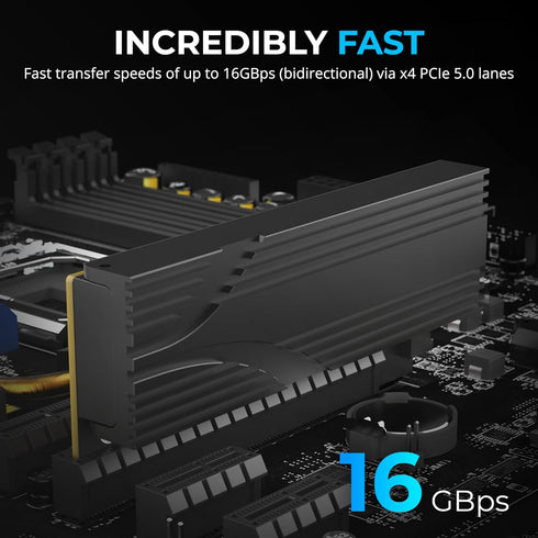 SABRENT M.2 NVMe SSD to PCIe x16 Tool-Free Add-in Card with Aluminum Heatsink, PCIe 5.0 Adapter