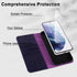 MONASAY Flip Folio Leather Wallet Case for Galaxy S22 5G, Purple, with Screen Protector & RFID Blocking, Credit Card