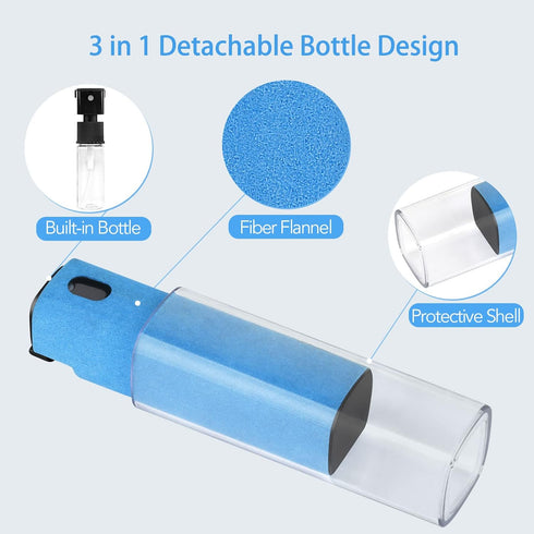 2 Pcs Fingerprint Proof Screen Cleaner, 3 in 1Touchscreen Mist Cleaner Spray Wipe Cleaner Screen Cleaner Soft Fiber Flannel, Safe for All Phones Glasses Tablet Laptop TV Watch Screens (Blue)