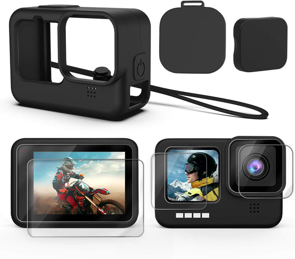 Accessories Kit for 11 10 9, Kuptone Silicone Sleeve Protective Case with Rubber Cap + 6Pcs Tempered Glass Screen