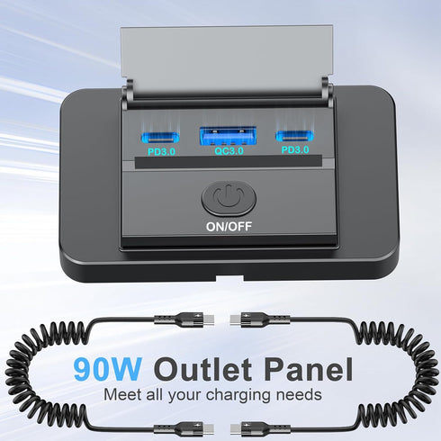 2 Pack 90W 12 Volt USB Outlet Panel Wall Mount, Ouffun Dual 36W PD & QC3.0 Car USB Port Charger Socket