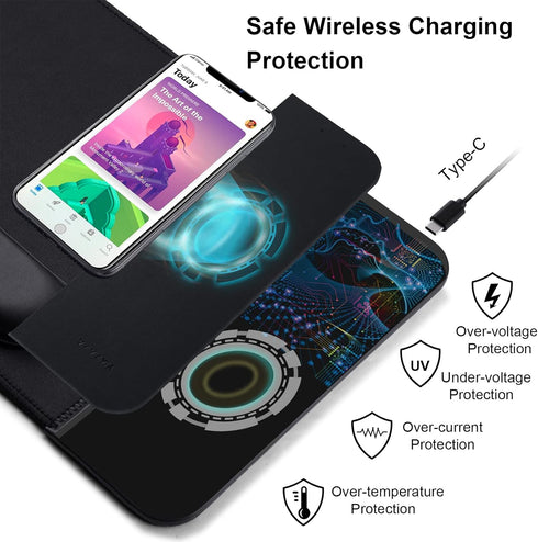 15W Wireless Charging Mouse Pad with Wrist Support - Fast Qi Wireless Charger Mouse Mat for iPhone 14/13/12/12