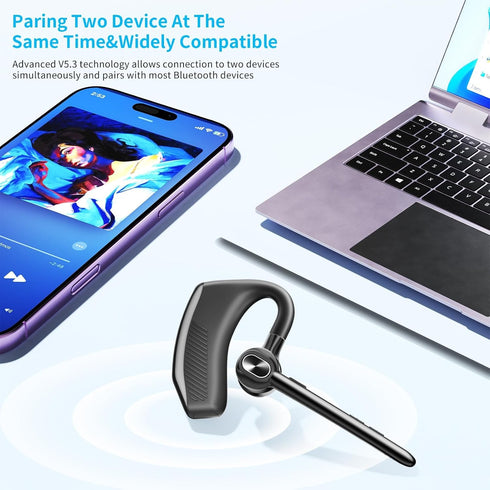 ZUKUMU Headset 180H 1000mAh Headset Bluetooth Wireless Earpiece Microphone Playtime Wireless Charging Case Handsfree
