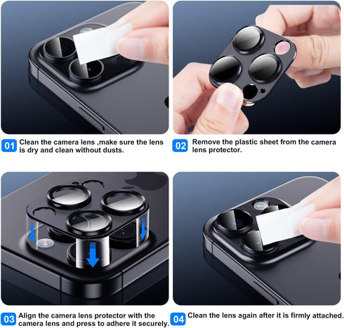 AFARER Camera Lens Protector for iPhone 16 Pro & Pro Max, Shockproof Aluminium Alloy & 9H Tempered Glass - 2PCS